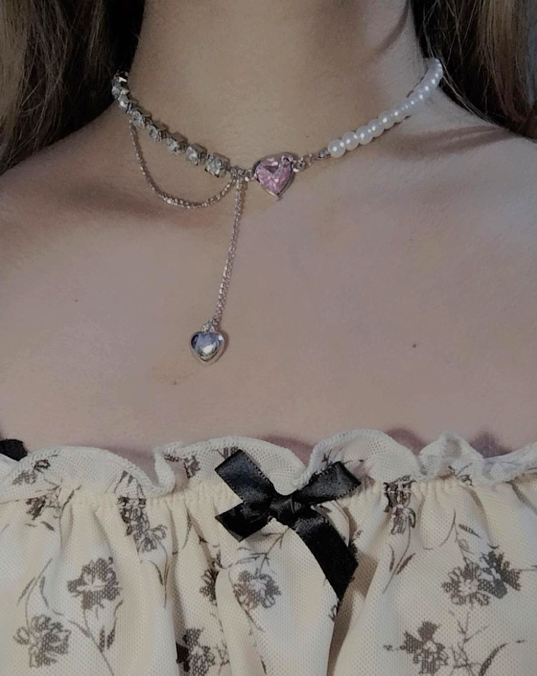 Rose heart necklace
